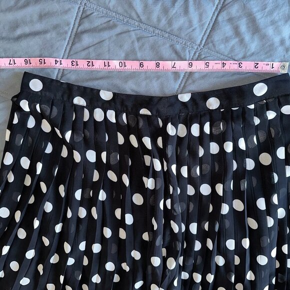 Black & White Pleated Polka Dot Women's Mini Skirt Downeast Large - Picture 3 of 10